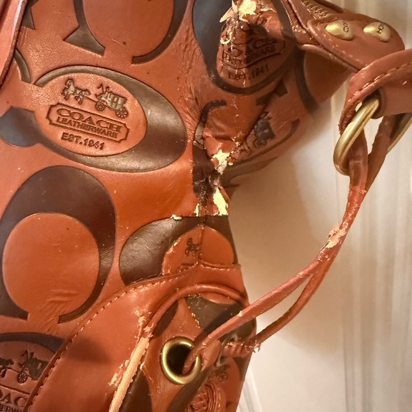 Coach Tan and Brown Signature Shoulder Bag - Picture 6 of 7